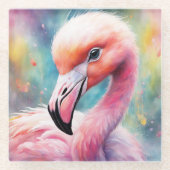 Rainbow Birds Flamingo 2 Glasuntersetzer (Vorderseite)