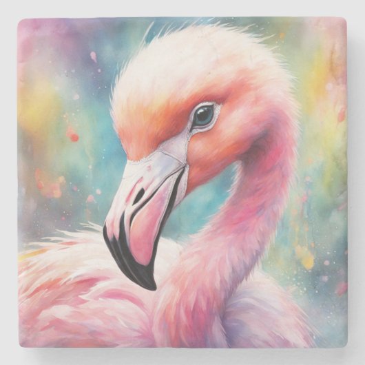 Rainbow Birds Flamingo 2 Steinuntersetzer (Vorderseite)