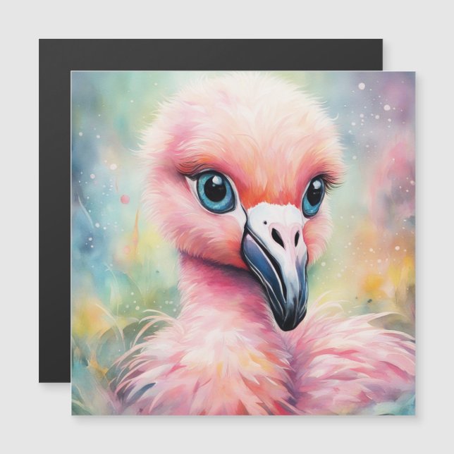 Rainbow Birds Flamingo 3 Magnetkarte (Vorne/Hinten)