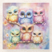 Rainbow Birds Owls 3 Glasuntersetzer (Vorderseite)