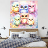 Rainbow Birds Owls 3 Leinwanddruck (Insitu (Schlafzimmer))