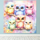 Rainbow Birds Owls 3 Leinwanddruck (Insitu (Holzboden))