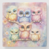 Rainbow Birds Owls 3 Steinuntersetzer (Vorderseite)