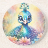 Rainbow Birds Peacock 1 Getränkeuntersetzer (Vorne)