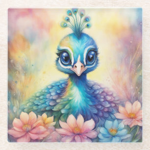Rainbow Birds Peacock 1 Glasuntersetzer