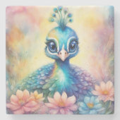 Rainbow Birds Peacock 1 Steinuntersetzer (Vorderseite)