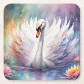 Rainbow Birds Swan 1 Rechteckiger Pappuntersetzer (Vorderseite)