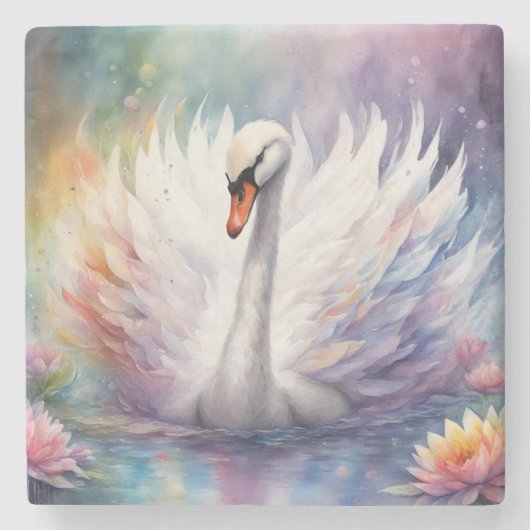Rainbow Birds Swan 1 Steinuntersetzer (Vorderseite)
