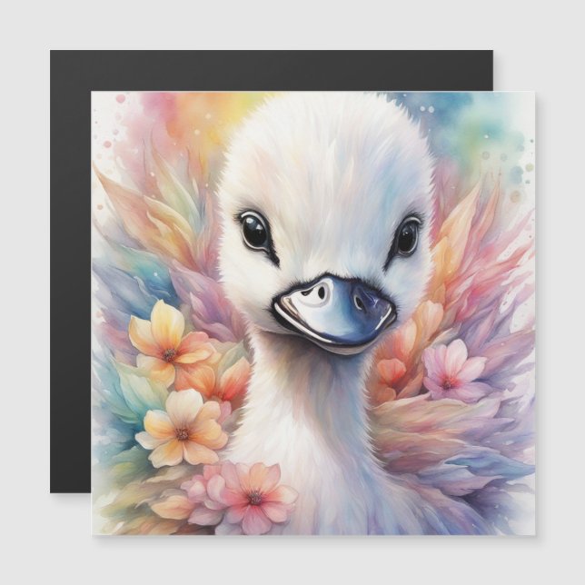 Rainbow Birds Swan 2 Magnetkarte (Vorne/Hinten)