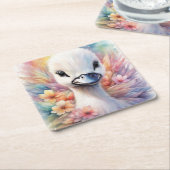 Rainbow Birds Swan 2 Rechteckiger Pappuntersetzer (angewinkelt)
