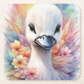 Rainbow Birds Swan 2 Rechteckiger Pappuntersetzer (Vorderseite)
