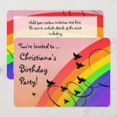 Rainbow Birds Wirbel Geburtstagsparty Einladung (Vorne/Hinten)