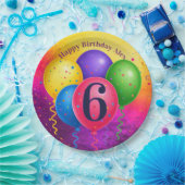 Rainbow Birthday Balloon Confetti Party Pappteller (Party)