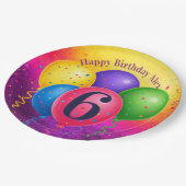 Rainbow Birthday Balloon Confetti Party Pappteller (Schrägansicht)