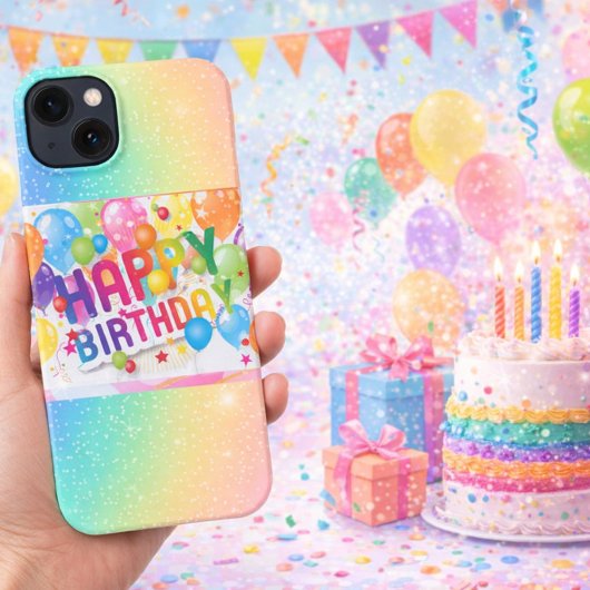 Rainbow Birthday Balloon Phone Case iPhone Hülle
