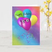 Rainbow Birthday Balloons mit Augenballen Karte (Gelbe Blume)