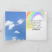 Rainbow Birthday Balloons mit sonniger Aussicht Karte (Innenseite)