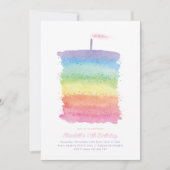 Rainbow Birthday Cake Invite, Rainbow 1. Party Einladung (Vorderseite)