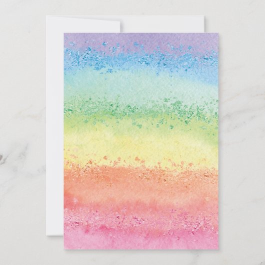 Rainbow Birthday Cake Invite, Rainbow 1. Party Einladung (Rückseite)