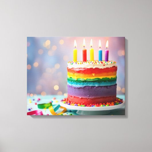 Rainbow Birthday Cake Leinwanddruck (Vorderseite)