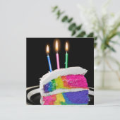 Rainbow Birthday Cake Partys Einladung (Stehend Vorderseite)