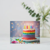 Rainbow Birthday Cake Postkarte (Stehend Vorderseite)
