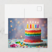 Rainbow Birthday Cake Postkarte (Vorne/Hinten)