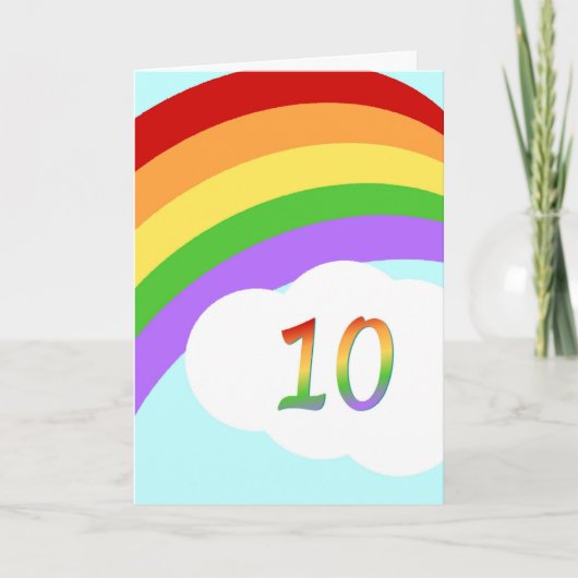 Rainbow Birthday Card für 10-Jährige Karte (Vorderseite)