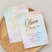 Rainbow Birthday Colorful Watercolor Gold Glitzer Einladung