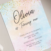 Rainbow Birthday Colorful Watercolor Gold Glitzer Einladung
