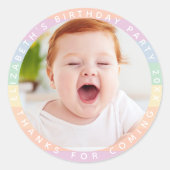 Rainbow Birthday Danke für das kommende Foto Runder Aufkleber (Vorderseite)