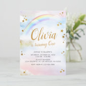 Rainbow Birthday Einladen Pastellfarben Magisch ei Einladung (Stehend Vorderseite)