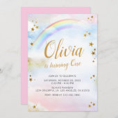 Rainbow Birthday Einladen Pastellfarben Magisch ei Einladung (Vorne/Hinten)