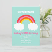 Rainbow Birthday Einladung (Stehend Vorderseite)