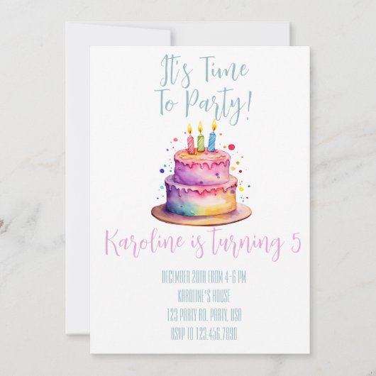 Rainbow Birthday Einladung (Vorderseite)