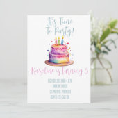 Rainbow Birthday Einladung (Stehend Vorderseite)