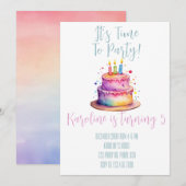 Rainbow Birthday Einladung (Vorne/Hinten)