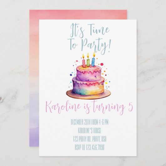 Rainbow Birthday Einladung (Vorne/Hinten)