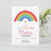 Rainbow Birthday Einladung (Stehend Vorderseite)