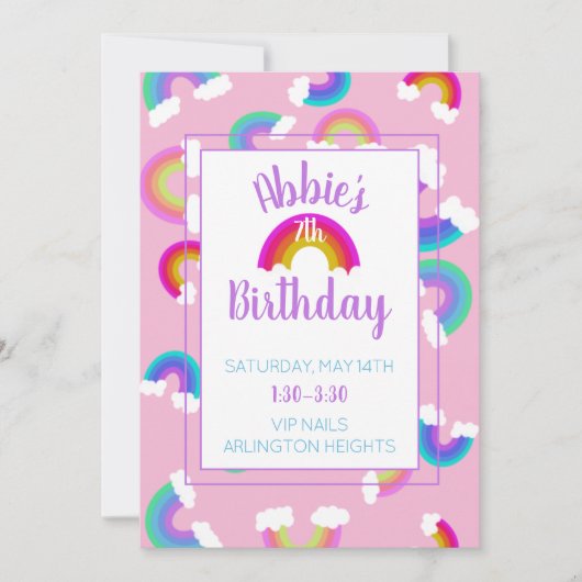 Rainbow Birthday Einladung (Vorderseite)