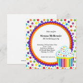 Rainbow Birthday Einladung (Vorne/Hinten)