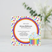 Rainbow Birthday Einladung (Stehend Vorderseite)