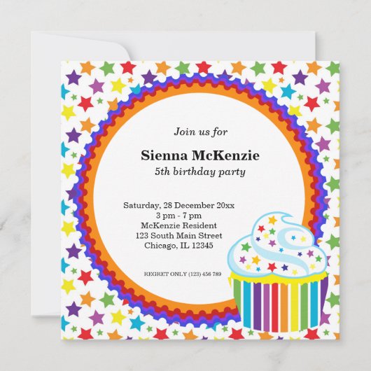 Rainbow Birthday Einladung (Vorderseite)