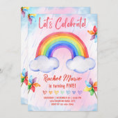 Rainbow Birthday Einladung (Vorne/Hinten)