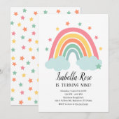 Rainbow Birthday Einladung (Vorne/Hinten)
