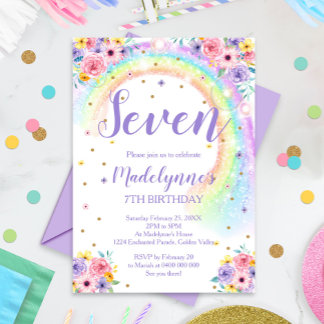 Rainbow Birthday Einladung AGE