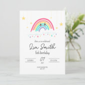 Rainbow Birthday Einladung für Girls Boho Rainbow (Stehend Vorderseite)