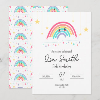 Rainbow Birthday Einladung für Girls Boho Rainbow
