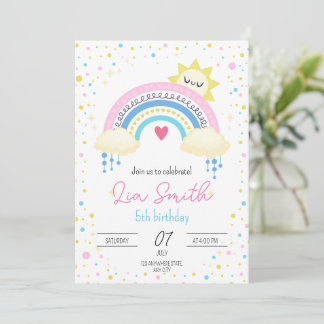 Rainbow Birthday Einladung für Girls Boho Rainbow