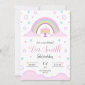 Rainbow Birthday Einladung für Girls Boho Rainbow (Vorderseite)